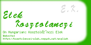 elek kosztolanczi business card